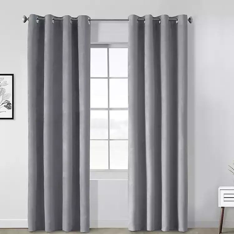 Kirklands Home Faux Suede Blackout Curtain Panel, 108 in. Gray Discount