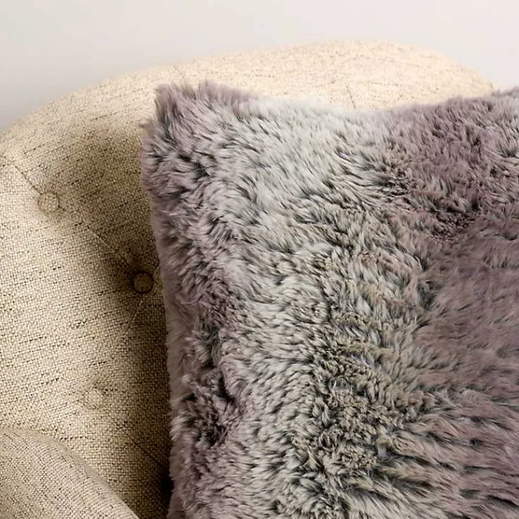 Pillows>Kirklands Home Faux Wolf Fur Pillow Gray