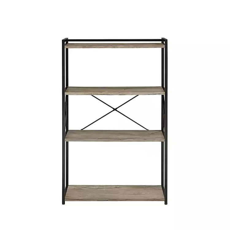 Kirklands Home Gray Finish X Frame Open Shelf Bookcase Outlet