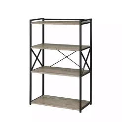 Kirklands Home Gray Finish X Frame Open Shelf Bookcase Outlet