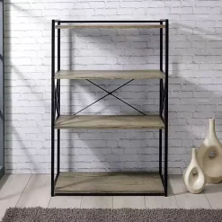 Kirklands Home Gray Finish X Frame Open Shelf Bookcase Outlet