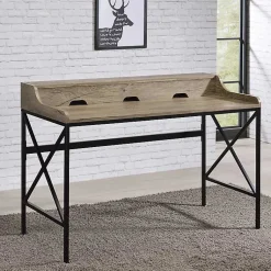 Kirklands Home Gray Finish X Frame Wooden Hinged Top Desk Online