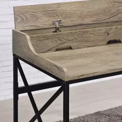 Kirklands Home Gray Finish X Frame Wooden Hinged Top Desk Online
