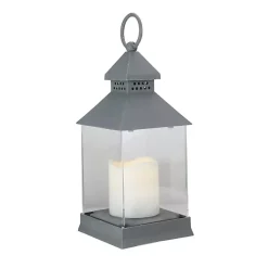 Lanterns>Kirklands Home Flameless LED Candle Lantern Gray
