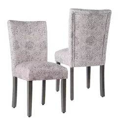 Kirklands Home Floral Parsons Dining Chairs, Set of 2 Gray Sale