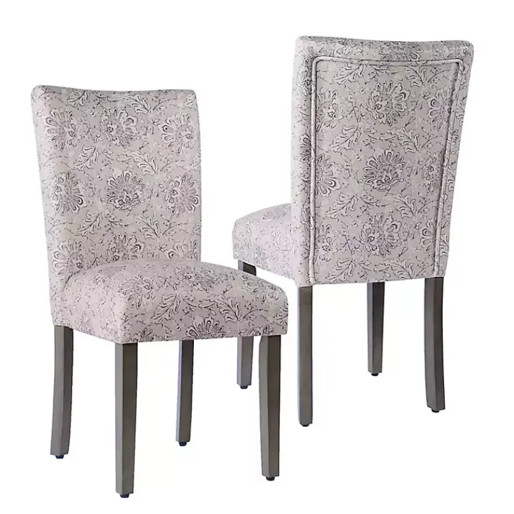 Kirklands Home Floral Parsons Dining Chairs, Set of 2 Gray Sale