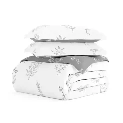Kirklands Home Gray Floral Reversible 2-pc. Twin Duvet Cover Set Outlet