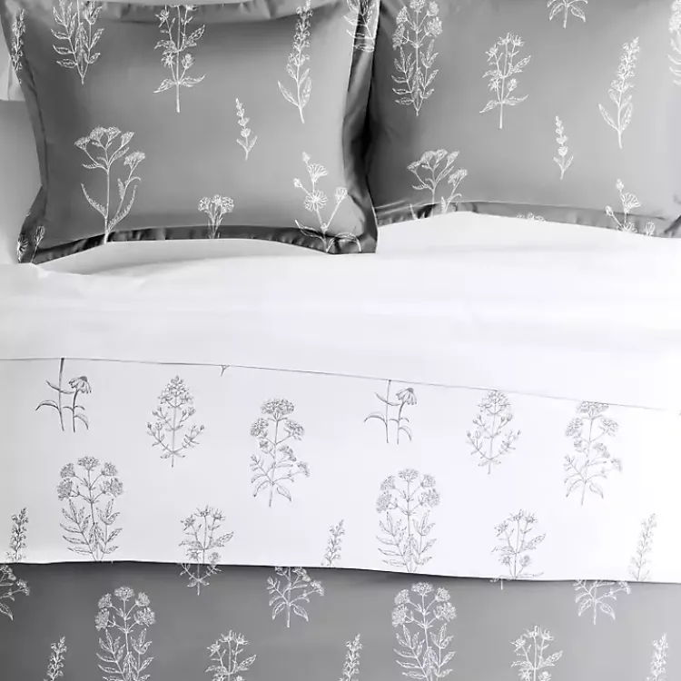 Kirklands Home Gray Floral Reversible 2-pc. Twin Duvet Cover Set Outlet