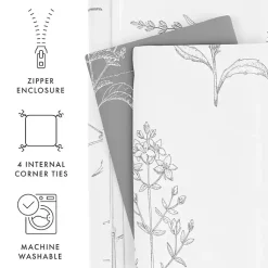 Kirklands Home Gray Floral Reversible 2-pc. Twin Duvet Cover Set Outlet