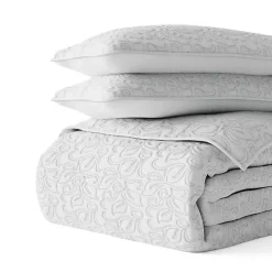 Kirklands Home Floral Stitch 3-pc. Queen Quilt Set Gray Discount