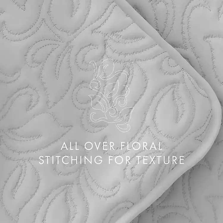 Kirklands Home Floral Stitch 3-pc. Queen Quilt Set Gray Discount