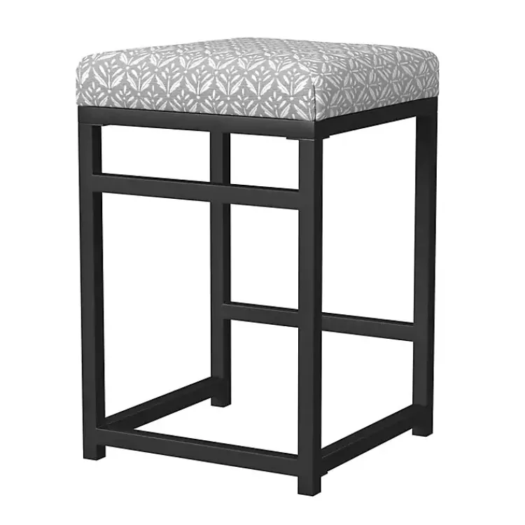 Kirklands Home Gray Floral Upholstered Counter Stool Sale
