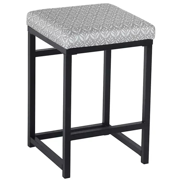 Kirklands Home Gray Floral Upholstered Counter Stool Sale