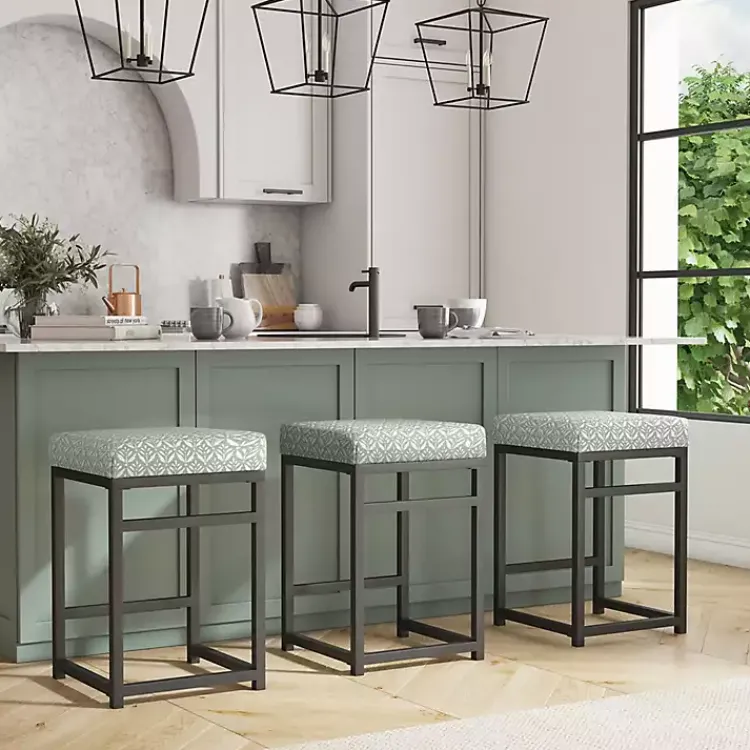 Kirklands Home Gray Floral Upholstered Counter Stool Sale