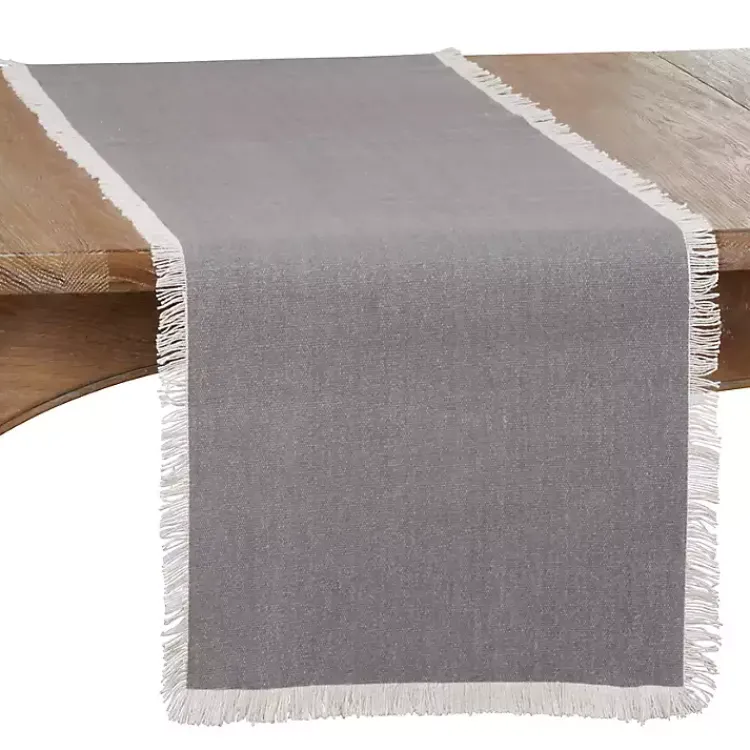 Kirklands Home Fringe Border Table Runner, 72 in. Gray Clearance