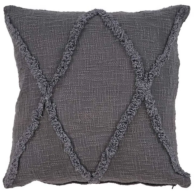Pillows>Kirklands Home Fringe Diamond Pillow, 20 in. Gray