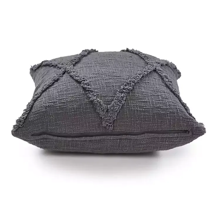 Pillows>Kirklands Home Fringe Diamond Pillow, 20 in. Gray