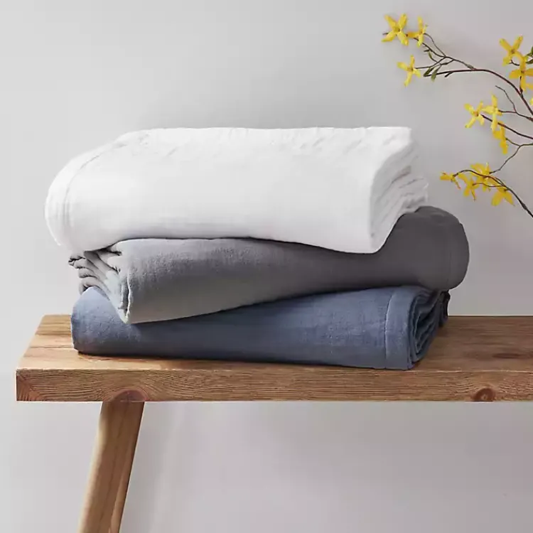 Blankets & Throws>Kirklands Home Full/Queen Lightweight Cotton Blanket Gray