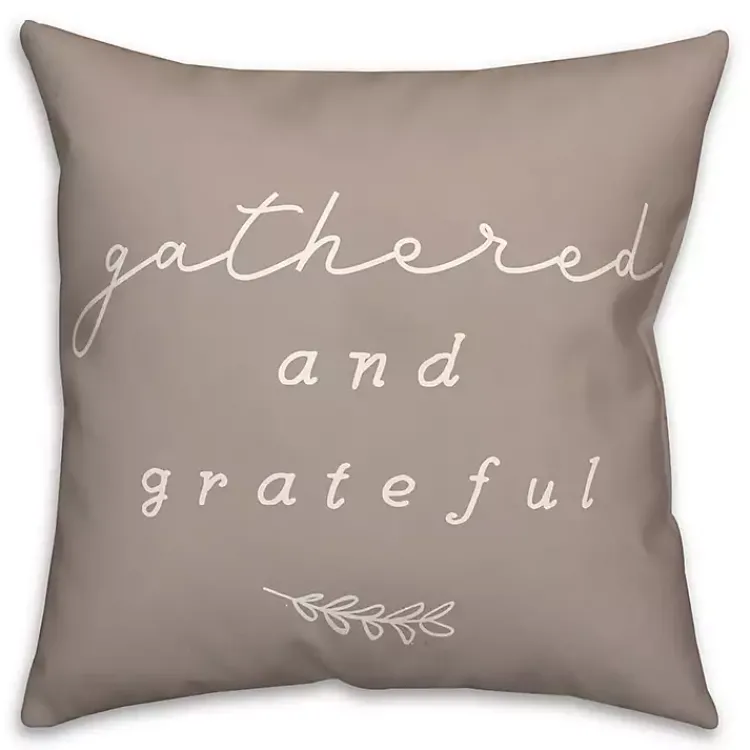 Pillows>Kirklands Home Gathered & Grateful Indoor/Outdoor Pillow Gray