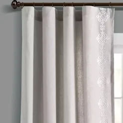 Kirklands Home Geometric Border Curtain Panel, 84 in. Gray Clearance