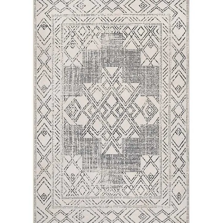 Kirklands Home Gray Geometric Medallion Washable Area Rug, 4x6 New