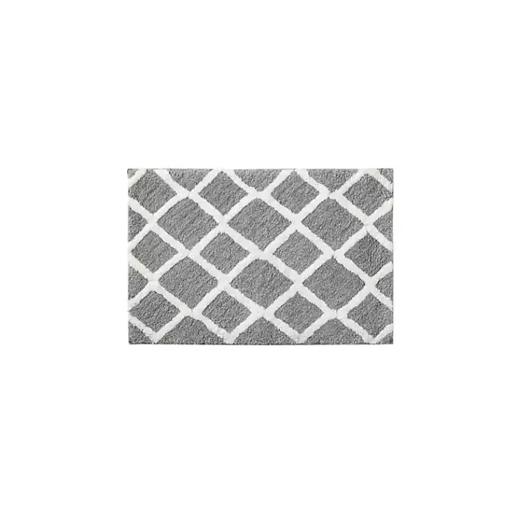 Kirklands Home Gray Geometric Pattern Reversible Bath Mat, 34 in. Clearance