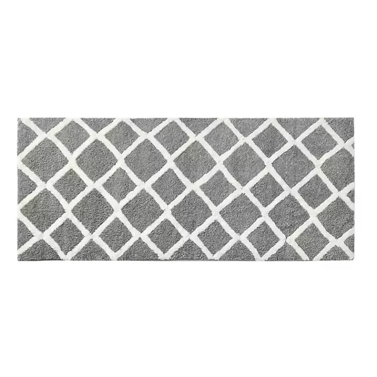 Kirklands Home Gray Geometric Pattern Reversible Bath Mat, 60 in. Sale