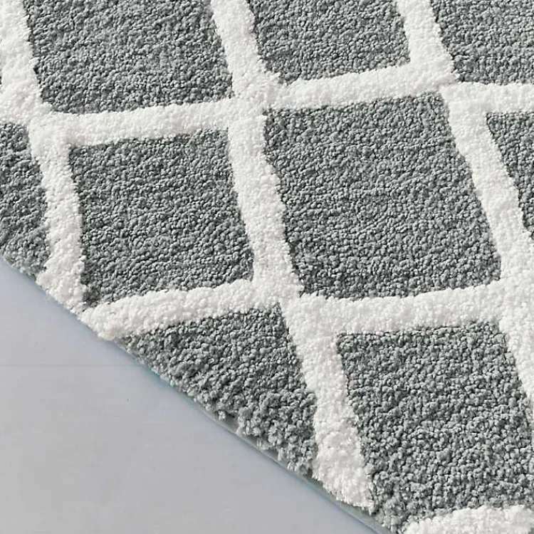 Kirklands Home Gray Geometric Pattern Reversible Bath Mat, 60 in. Sale