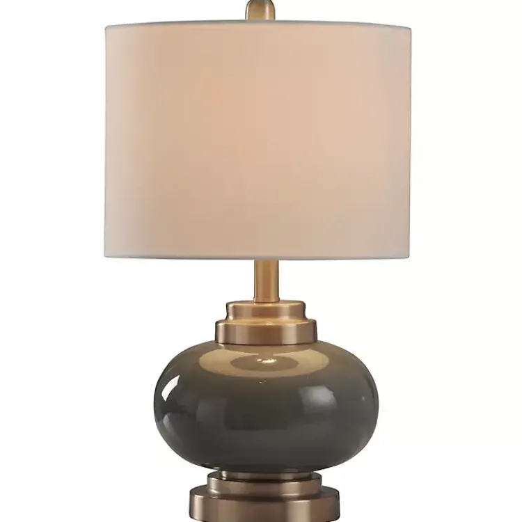 Kirklands Home Gray Glass and Copper Metal Table Lamp White Online