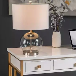 Kirklands Home Gray Glass Globe Table Lamp White Best