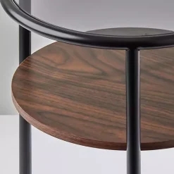 Kirklands Home Glass Top Accent Table with Wood Shelf Gray Best