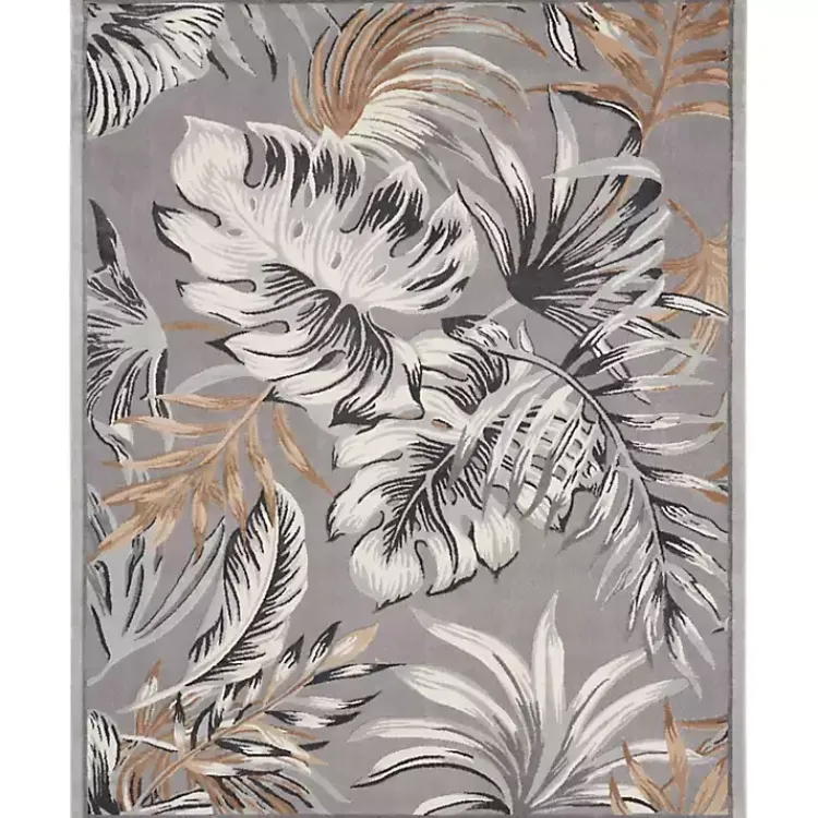Kirklands Home Gray Grand Leaf Coastal Area Rug, 7x9 Sale