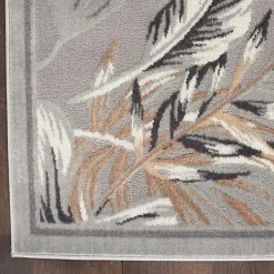 Kirklands Home Gray Grand Leaf Coastal Area Rug, 7x9 Sale