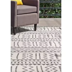 Kirklands Home Gretchen Tribal Outdoor Area Rug, 5x8 Gray