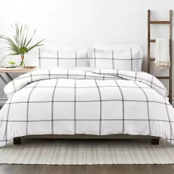 Kirklands Home Gray Grid Plaid 3-pc. Micro King Duvet Cover Set Clearance