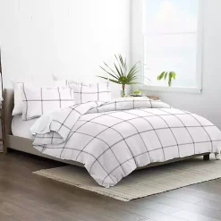 Kirklands Home Gray Grid Plaid 3-pc. Micro Queen Duvet Cover Set Discount