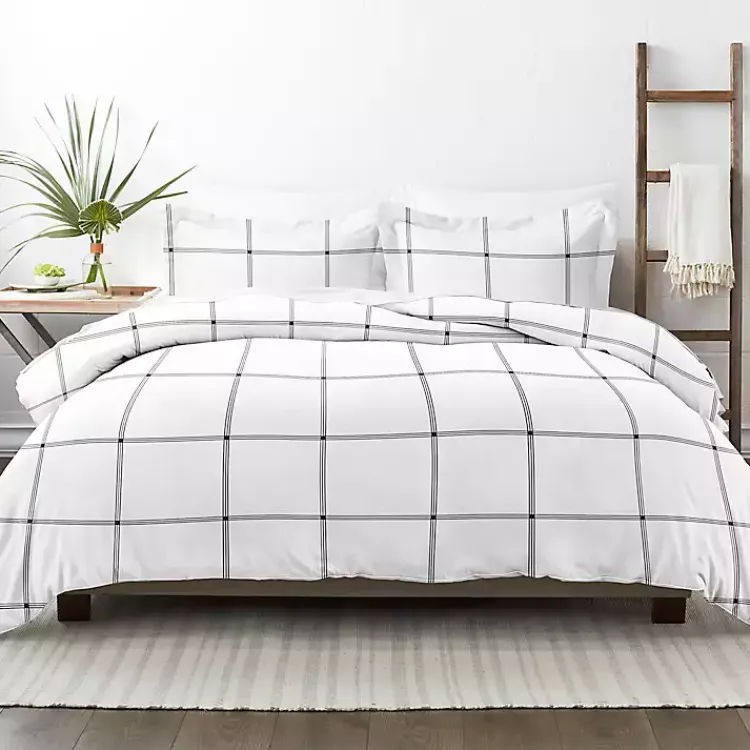 Kirklands Home Gray Grid Plaid 2-pc. Micro Twin Duvet Cover Set Clearance