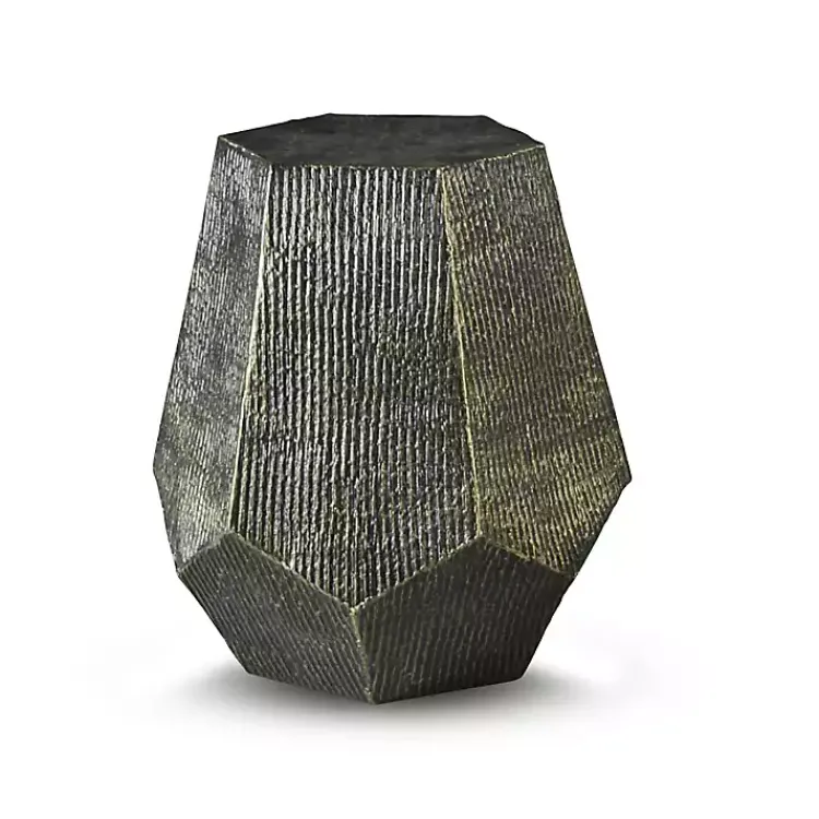 Kirklands Home Gray Hand-Stamped Iron Hexagon Accent Table