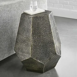 Kirklands Home Gray Hand-Stamped Iron Hexagon Accent Table