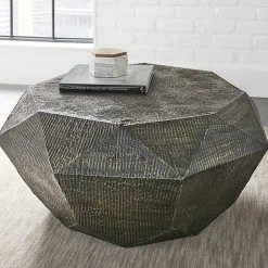 Kirklands Home Gray Hand-Stamped Iron Octagonal Coffee Table Online
