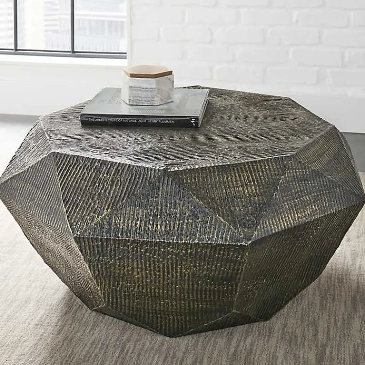 Kirklands Home Gray Hand-Stamped Iron Octagonal Coffee Table Online