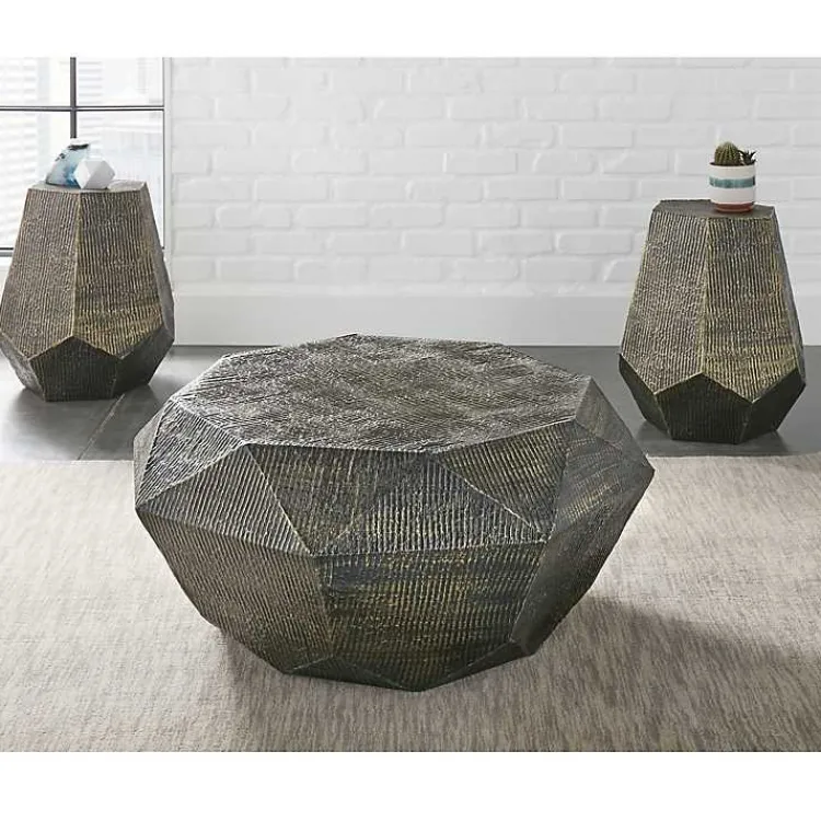 Kirklands Home Gray Hand-Stamped Iron Octagonal Coffee Table Online