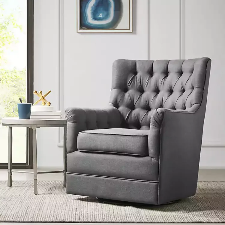 Kirklands Home Hand-Tufted Swivel Glider Accent Chair Gray Online