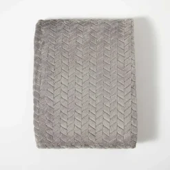 Blankets & Throws>Kirklands Home Heavenly Herringbone Plush Throw Gray