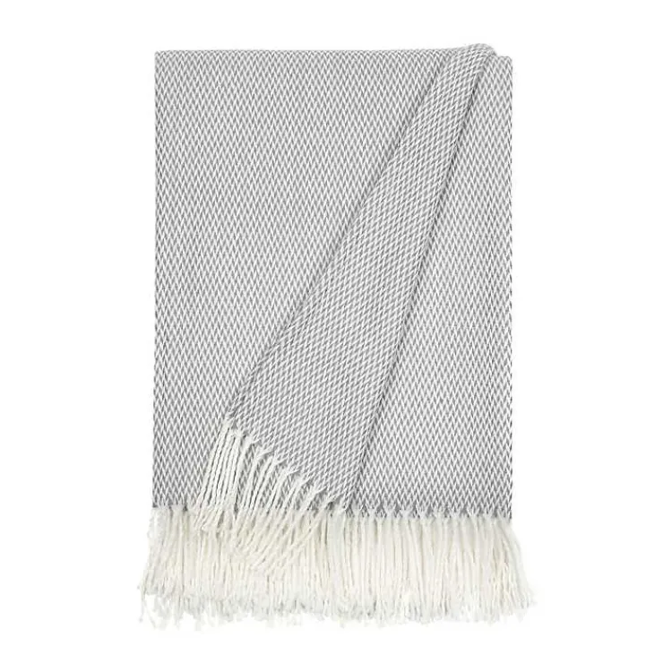 Blankets & Throws>Kirklands Home Herringbone Throw with Fringe Gray