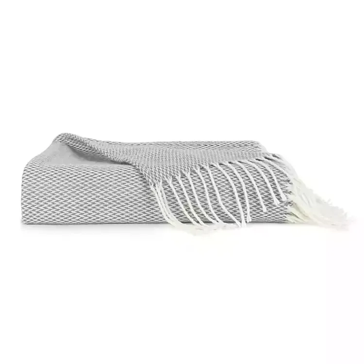 Blankets & Throws>Kirklands Home Herringbone Throw with Fringe Gray