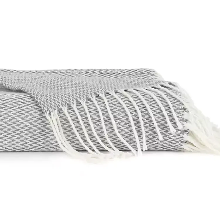 Blankets & Throws>Kirklands Home Herringbone Throw with Fringe Gray