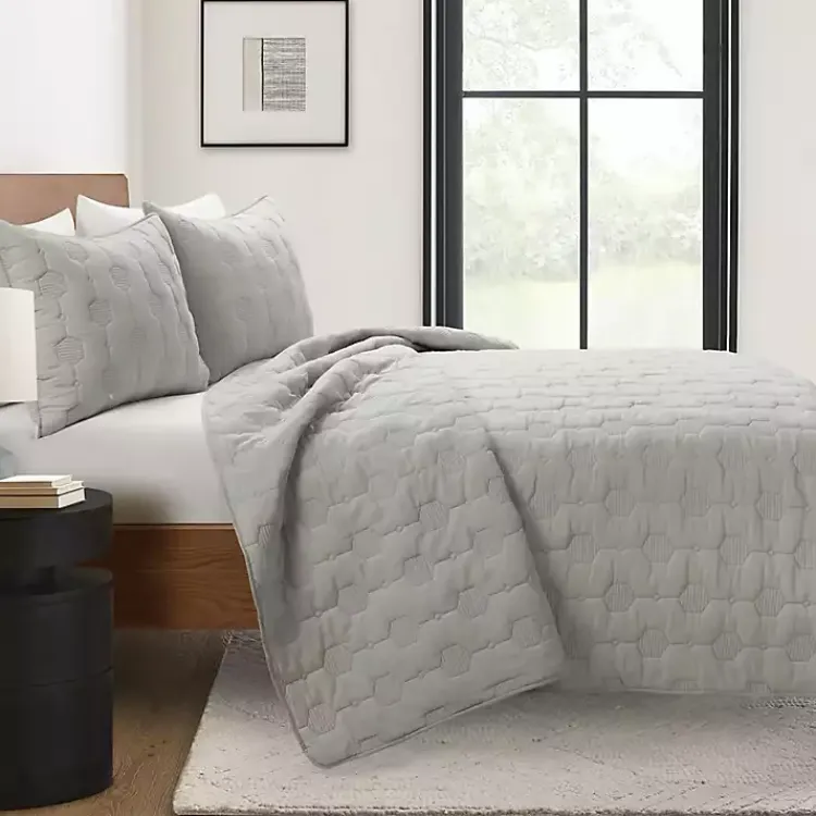 Kirklands Home Hexagon Honeycomb 3-pc. Full/Queen Quilt Set Gray Discount