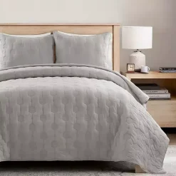 Kirklands Home Hexagon Honeycomb 3-pc. Cali King Quilt Set Gray Hot