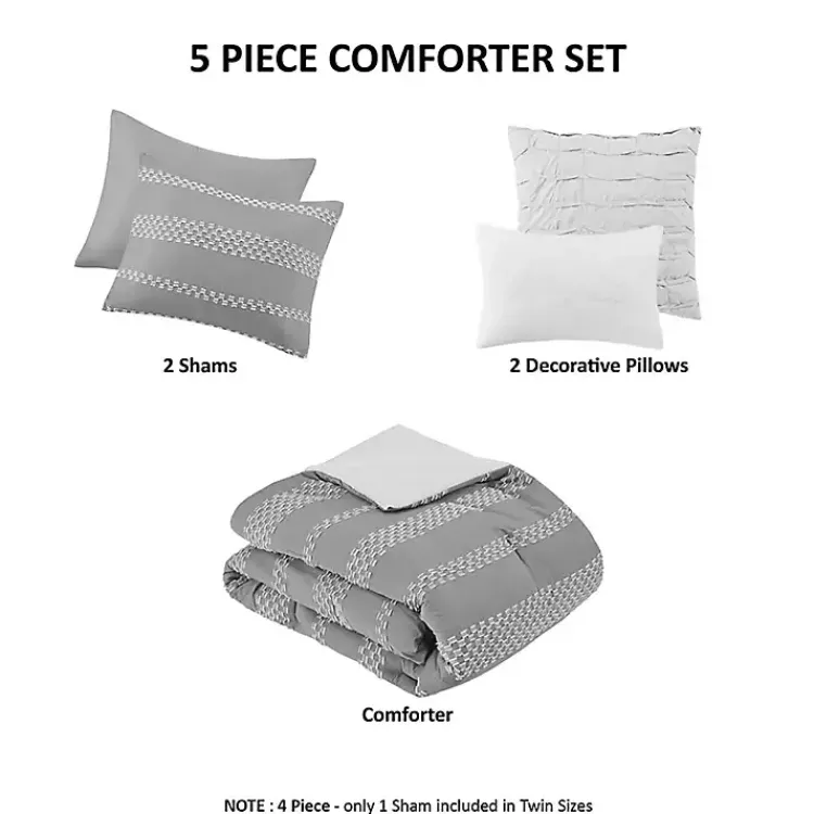 Kirklands Home Jacquard 5-pc. Full/Queen Comforter Set Gray Clearance